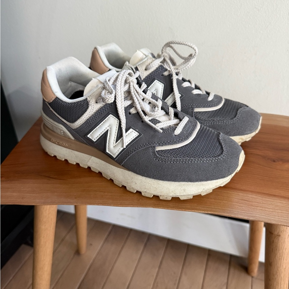 New Balance Gray and Cream Sneakers